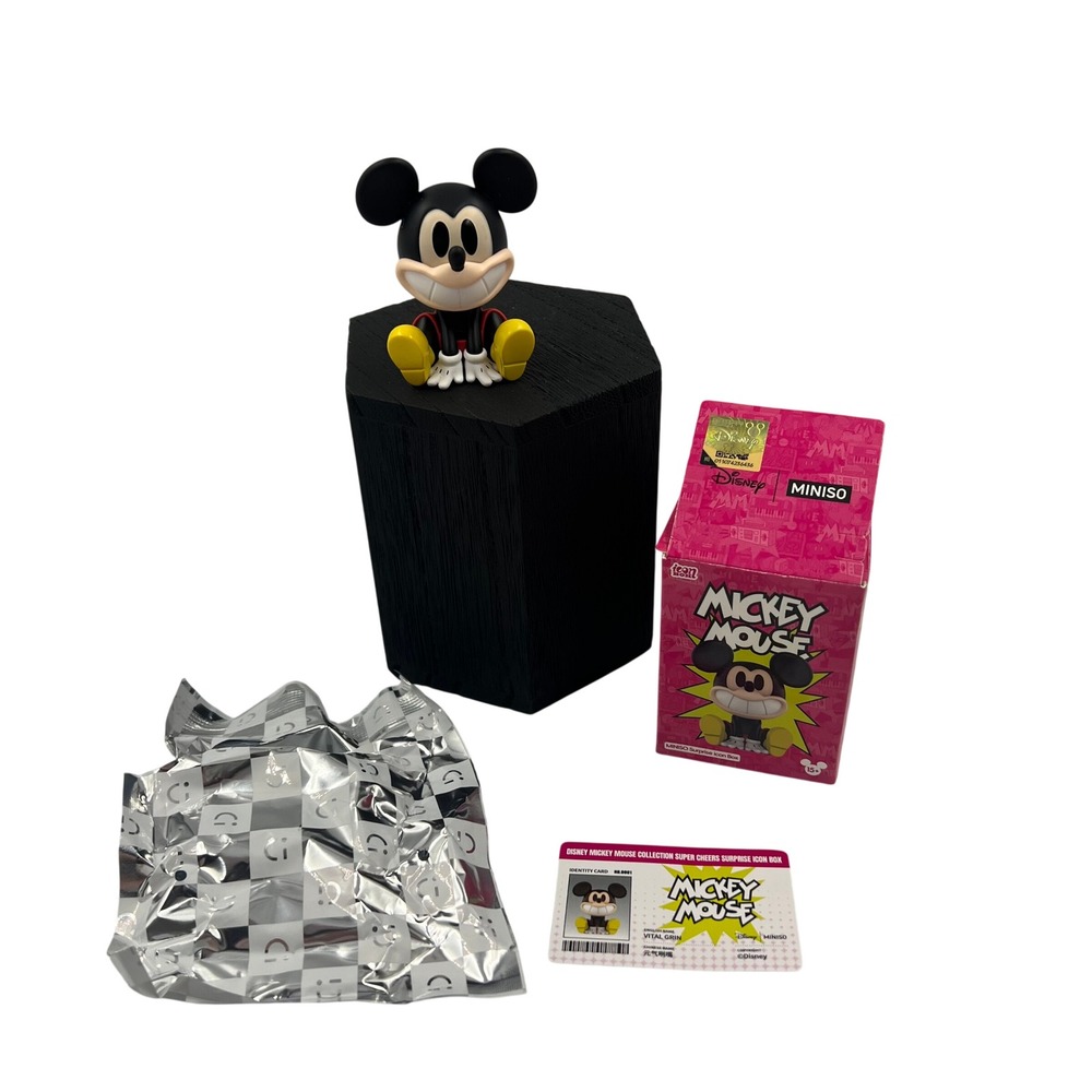 Disney x MINISO Mickey Mouse Super Cheers Vital Grin Blind Box Figure with Card